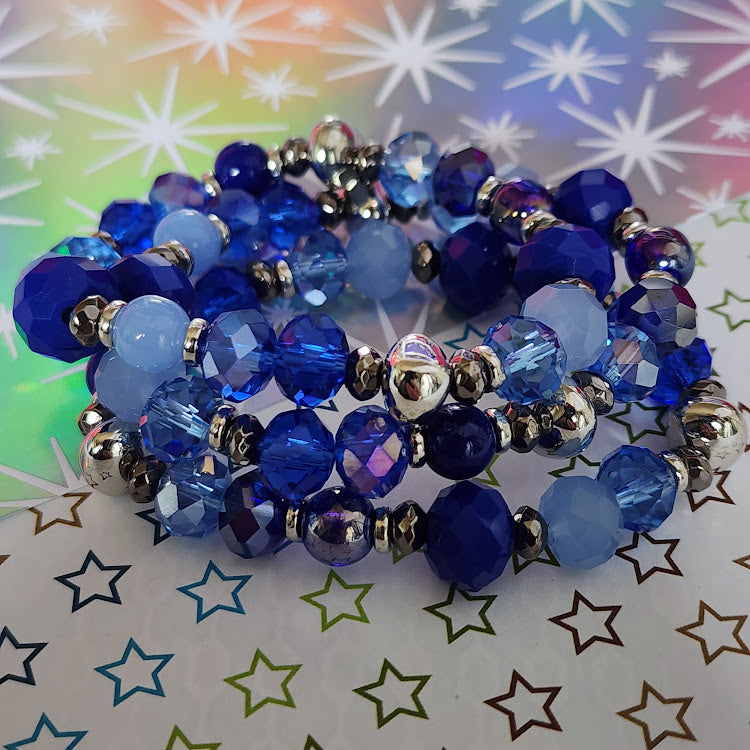 Paparazzi ~ Stack of GLASS - Blue Bracelet
