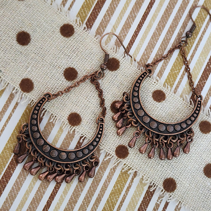 Paparazzi ~ Melodic Moons - Copper Earrings
