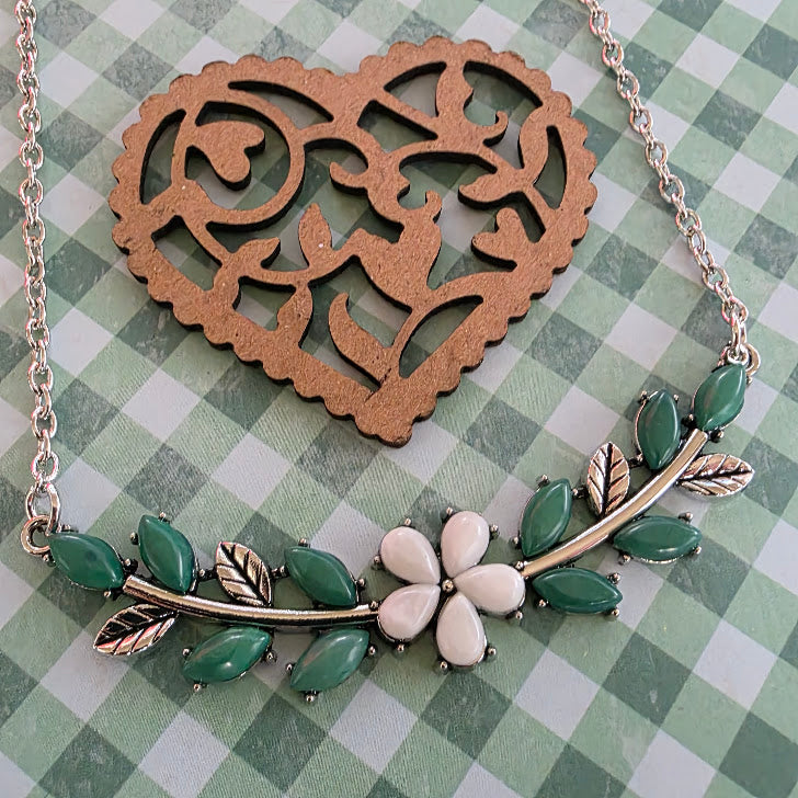 Paparazzi ~ Leafy Layover - White Necklace