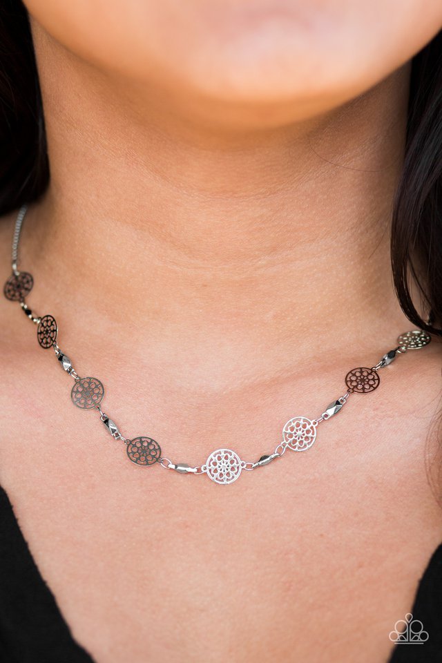 Paparazzi ~ WHEEL Power - Silver Necklace