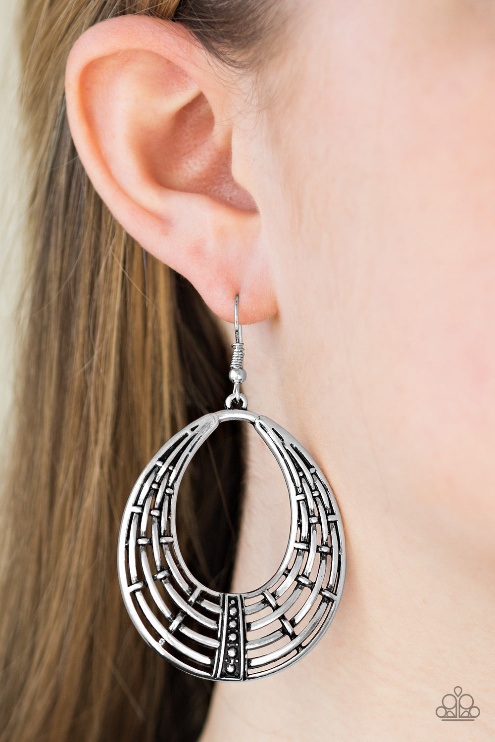 Paparazzi ~ Tundra Texture - Silver Earrings