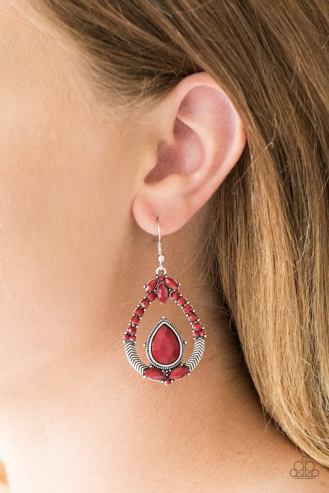 Paparazzi ~ Vogue Voyager - Red Earrings