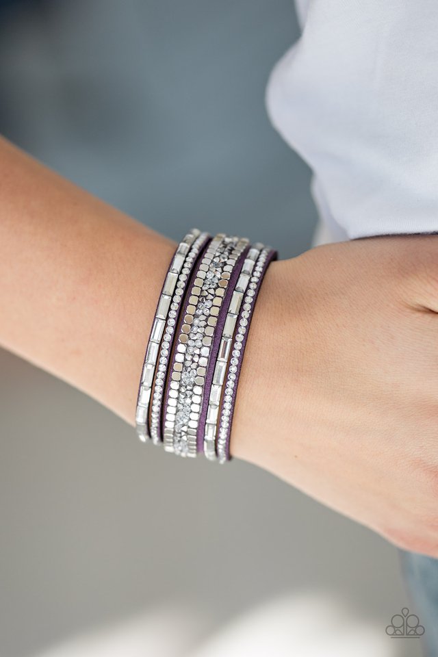 Paparazzi ~ Rebel In Rhinestones - Purple Bracelet
