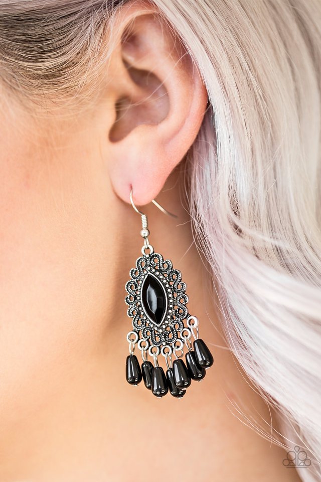 Paparazzi ~ Private Villa - Black Earrings
