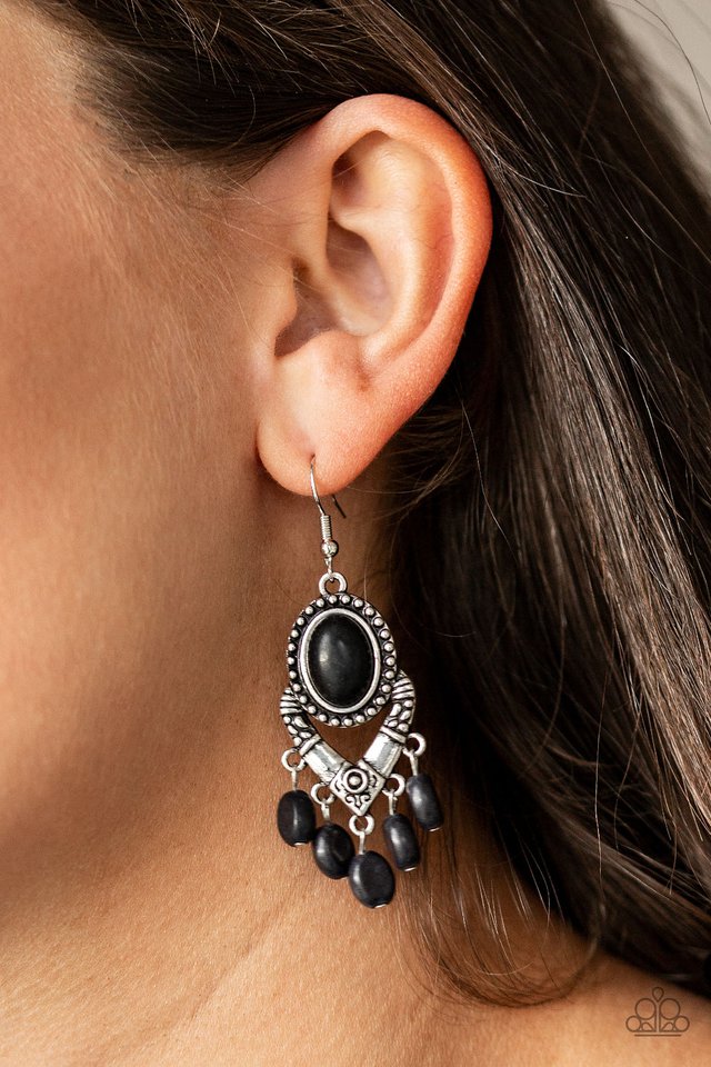 Paparazzi ~ Southern Sandstone - Black Earrings