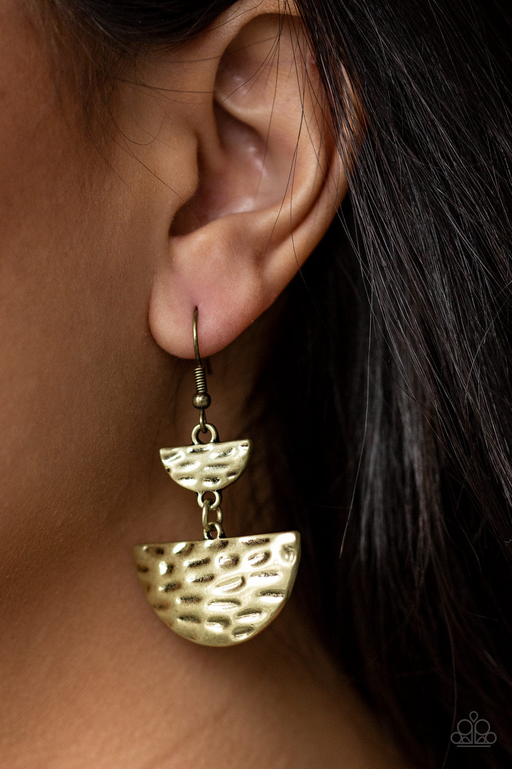 Paparazzi ~ Triassic Triangles - Brass Earrings