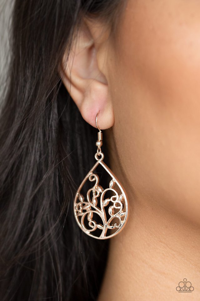 Paparazzi ~ Enchanted Vines - Rose Gold Earrings