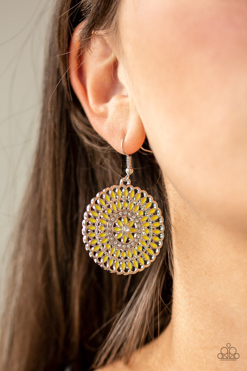 Paparazzi ~ PINWHEEL and Deal - Yellow Earrings