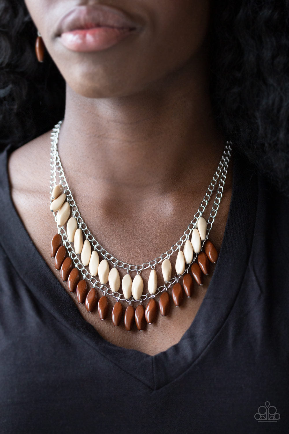 Paparazzi ~ Beaded Boardwalk - Brown Necklace