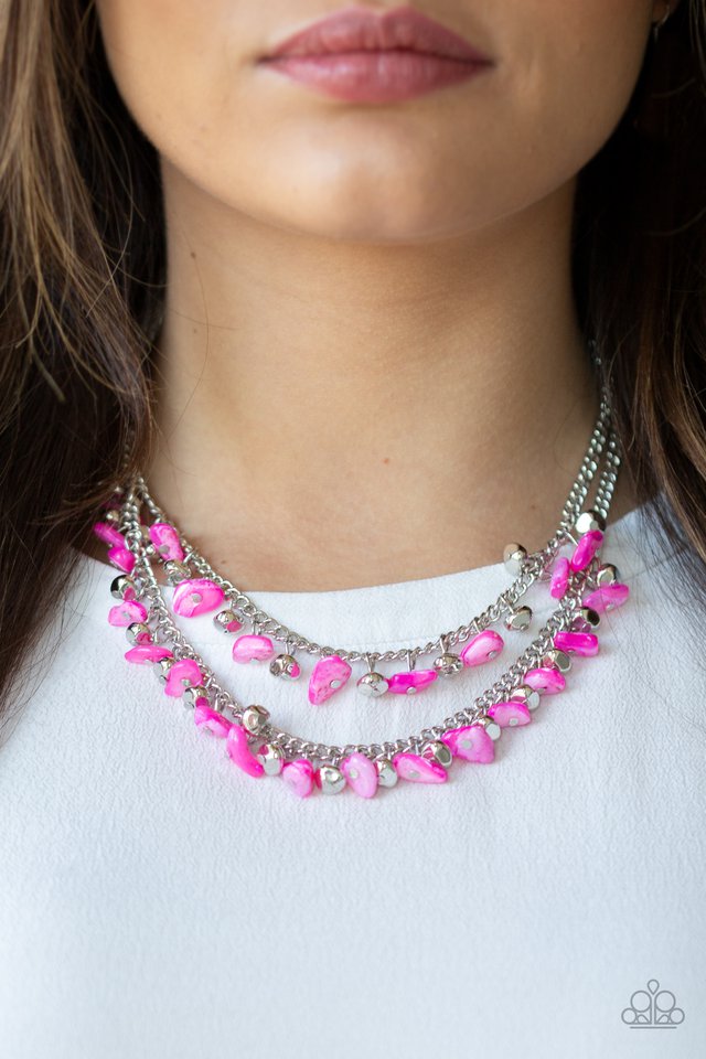 Paparazzi ~ Pebble Pioneer - Pink Necklace