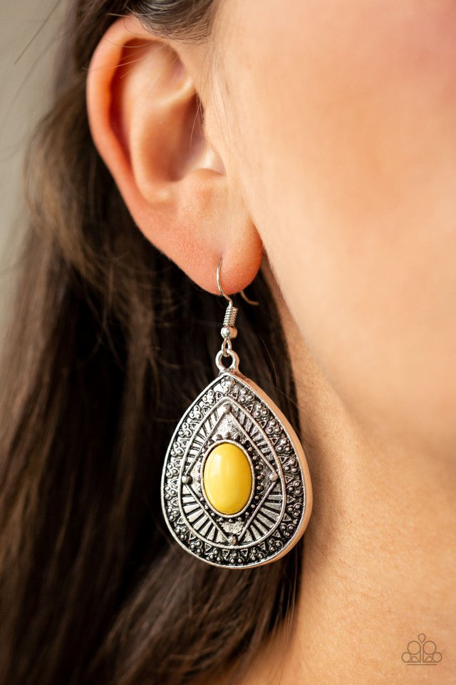Paparazzi ~ Tropical Topography - Yellow Earrings