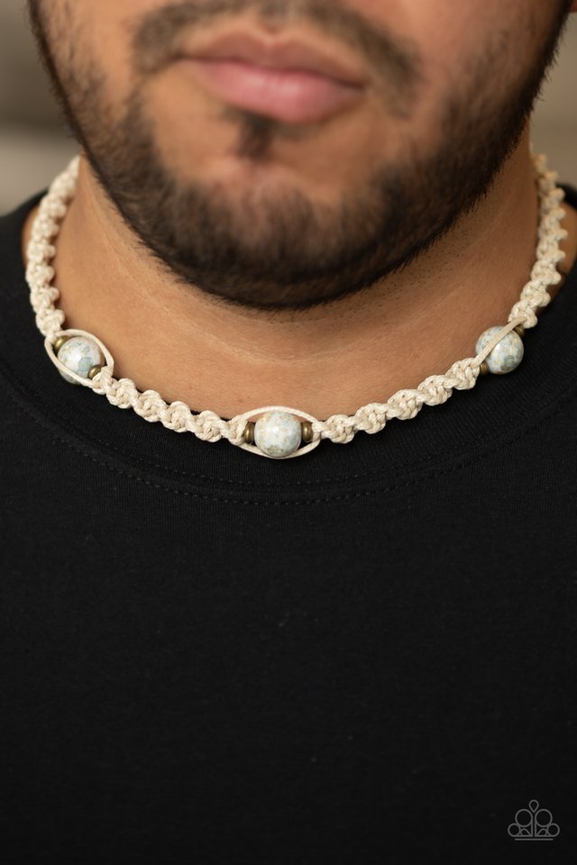 Paparazzi ~ Swimming With Sharks - White Mens Necklace