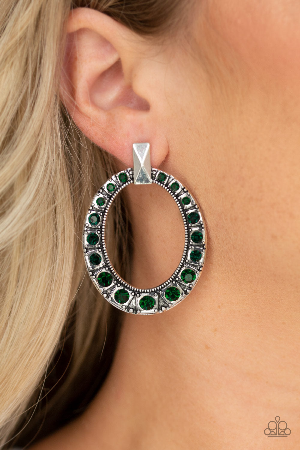 Paparazzi ~ All For GLOW - Green Post Earrings