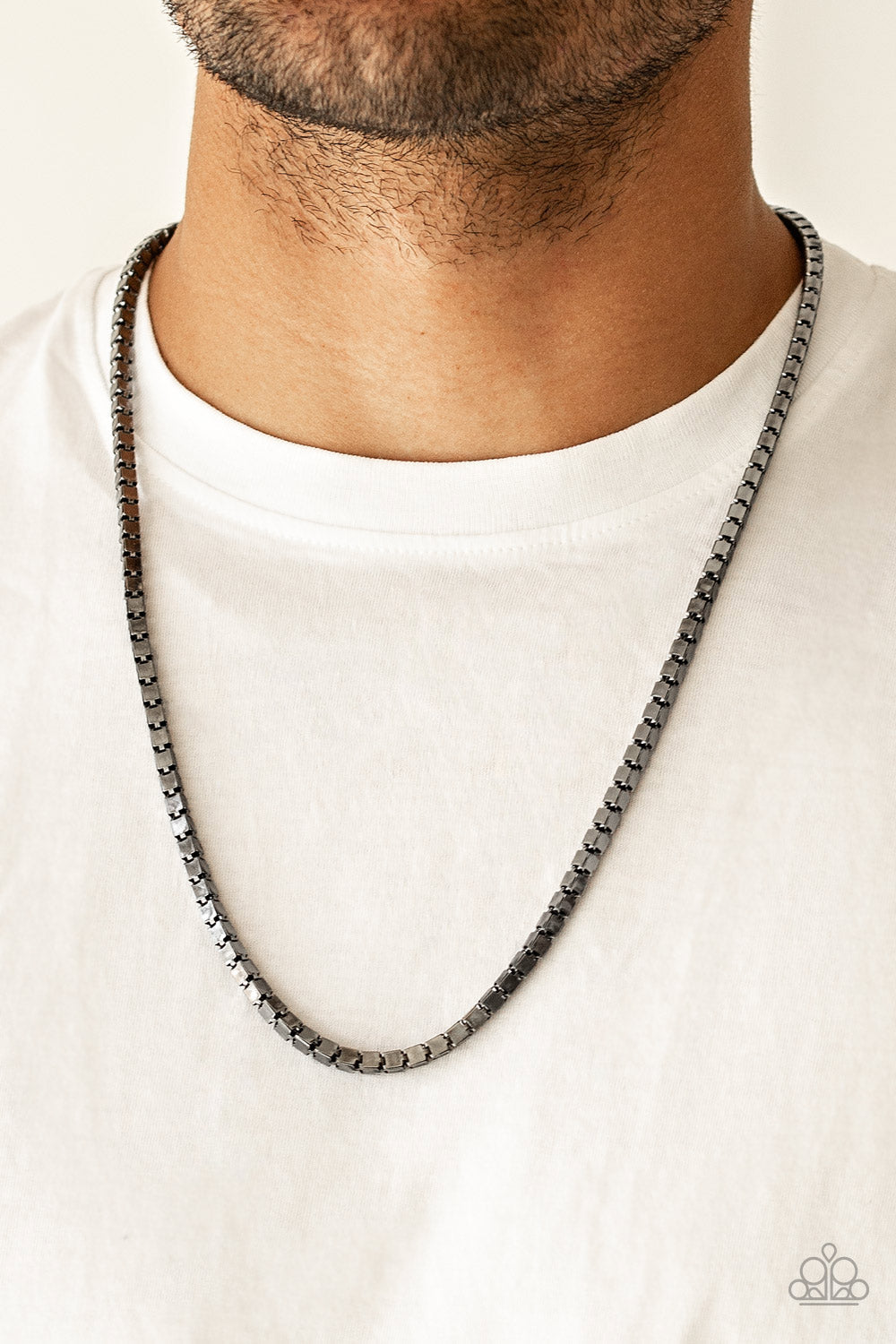 Paparazzi ~ Boxed In - Black Mens Necklace