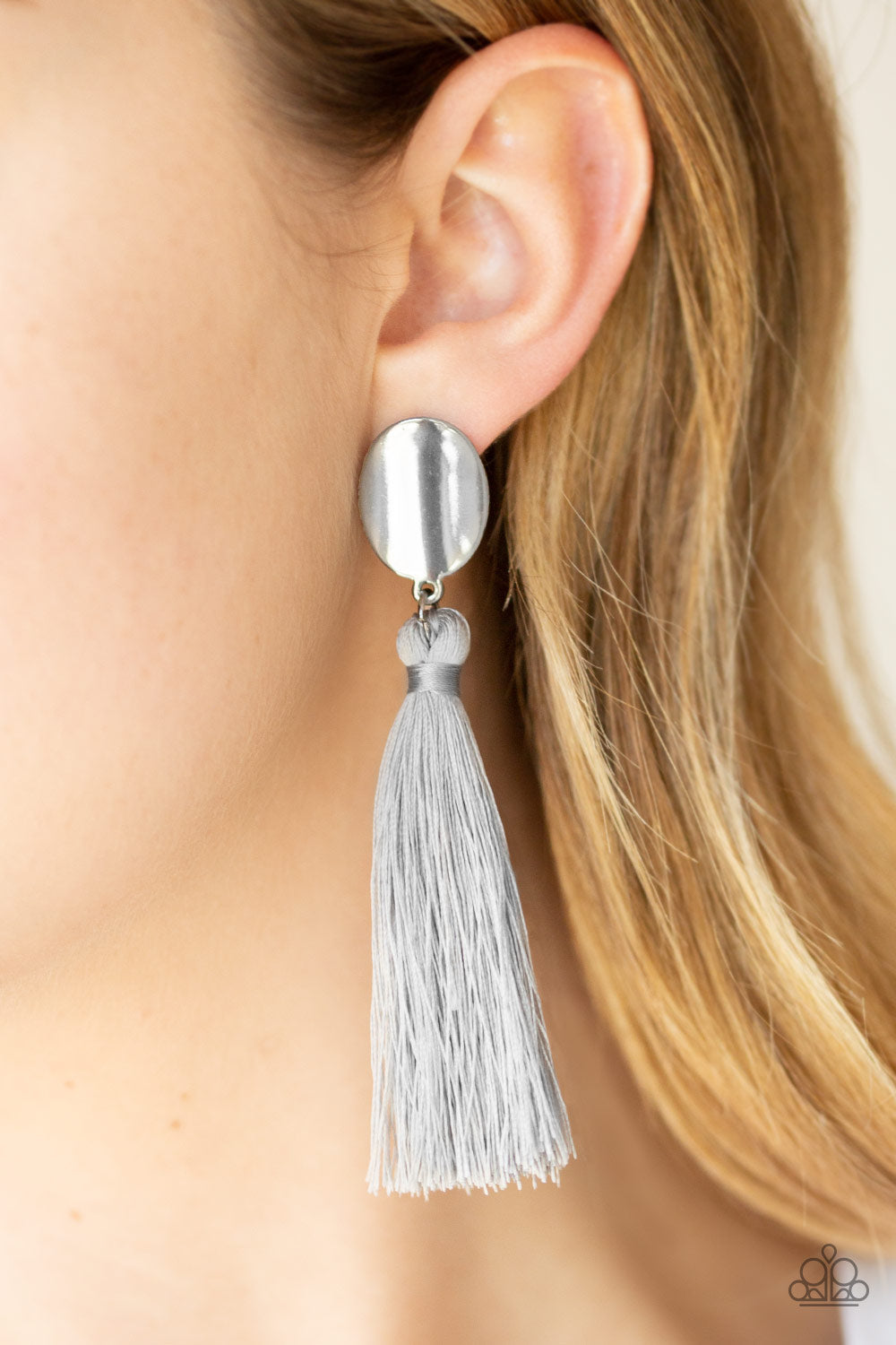 Paparazzi ~ Va Va PLUME - Silver Post Earrings