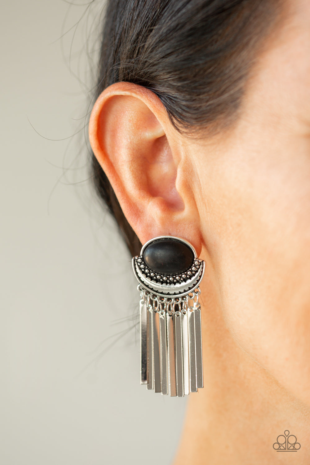 Paparazzi ~ Monsoon Season - Black Post Earrings