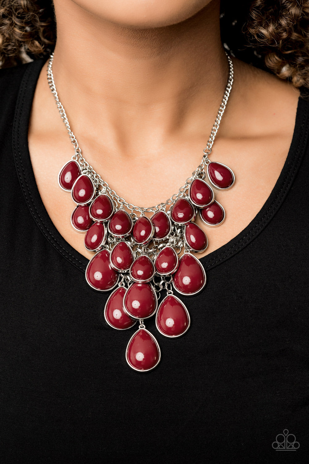 Paparazzi ~ Shop Til You TEARDROP - Red Necklace