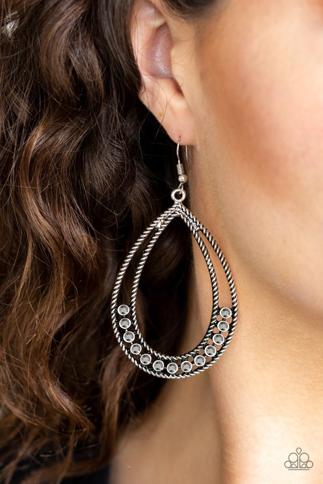 Paparazzi ~ Glitz Fit - Silver Earrings