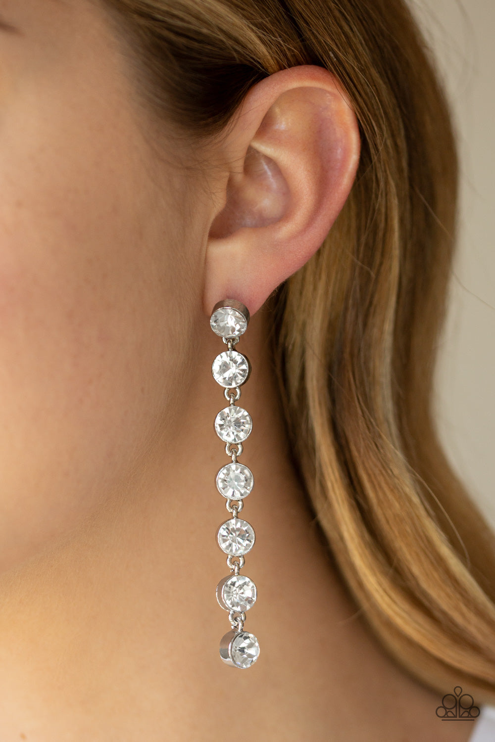 Paparazzi ~ Dazzling Debonair - White Post Earrings