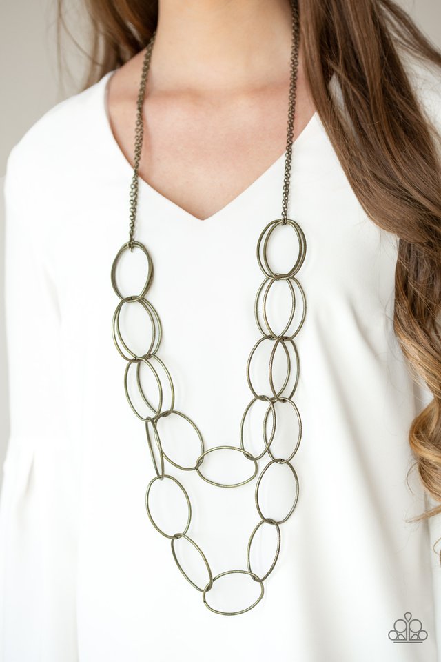 Paparazzi ~ Move On OVAL! - Brass Necklace