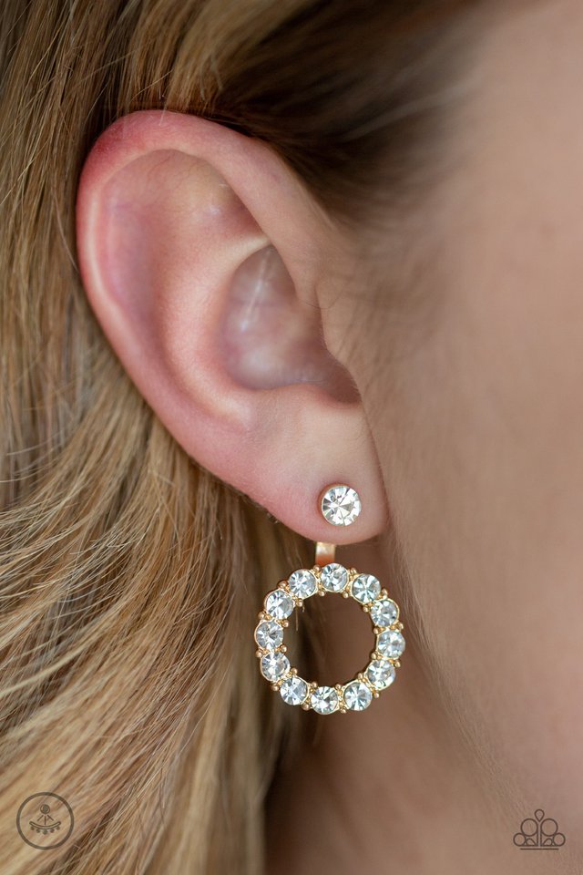 Paparazzi ~ Diamond Halo - Gold Post Earrings