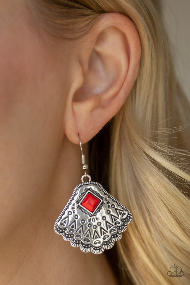 Paparazzi ~ Mountain Mesa - Red Earrings