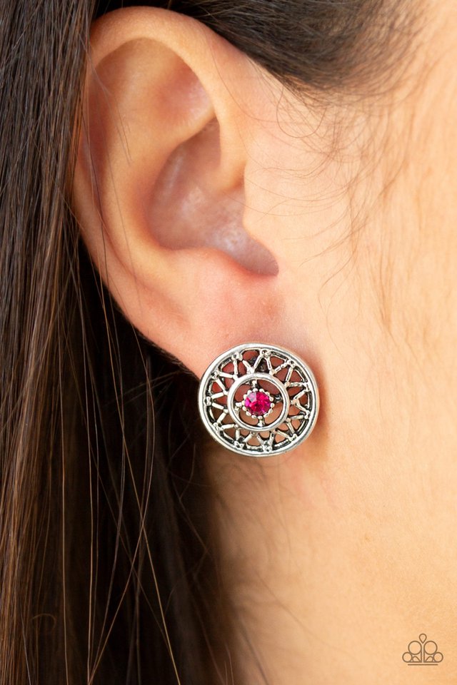 Paparazzi ~ Sunlit Splendor - Pink Post Earrings
