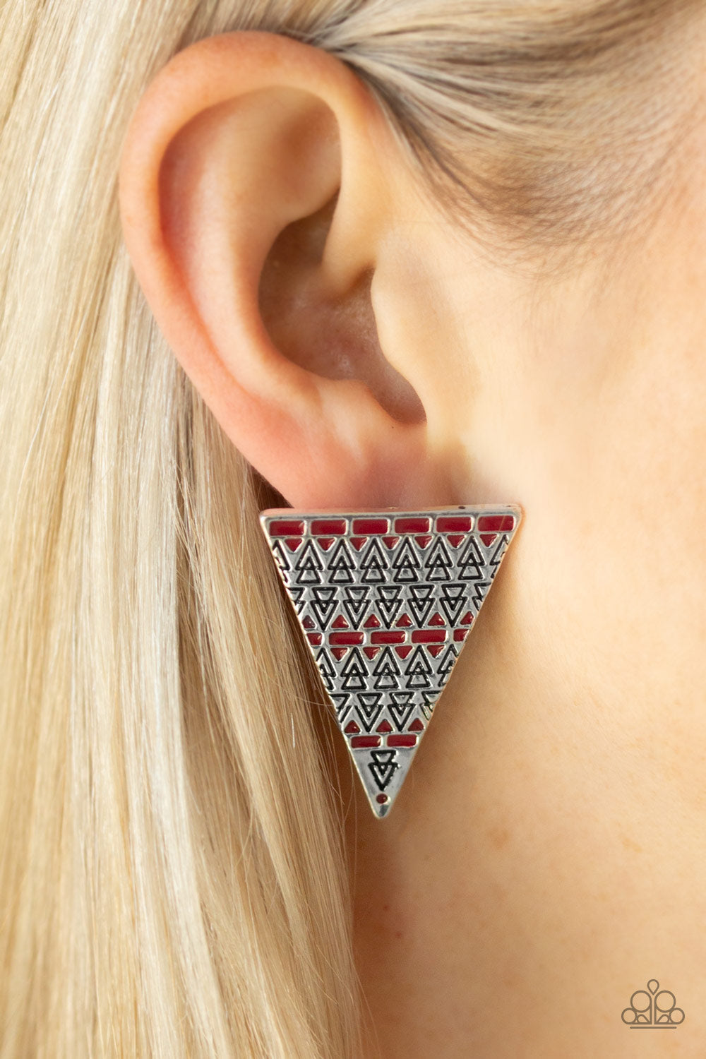 Paparazzi ~ Terra Tricolor - Red Post Earrings