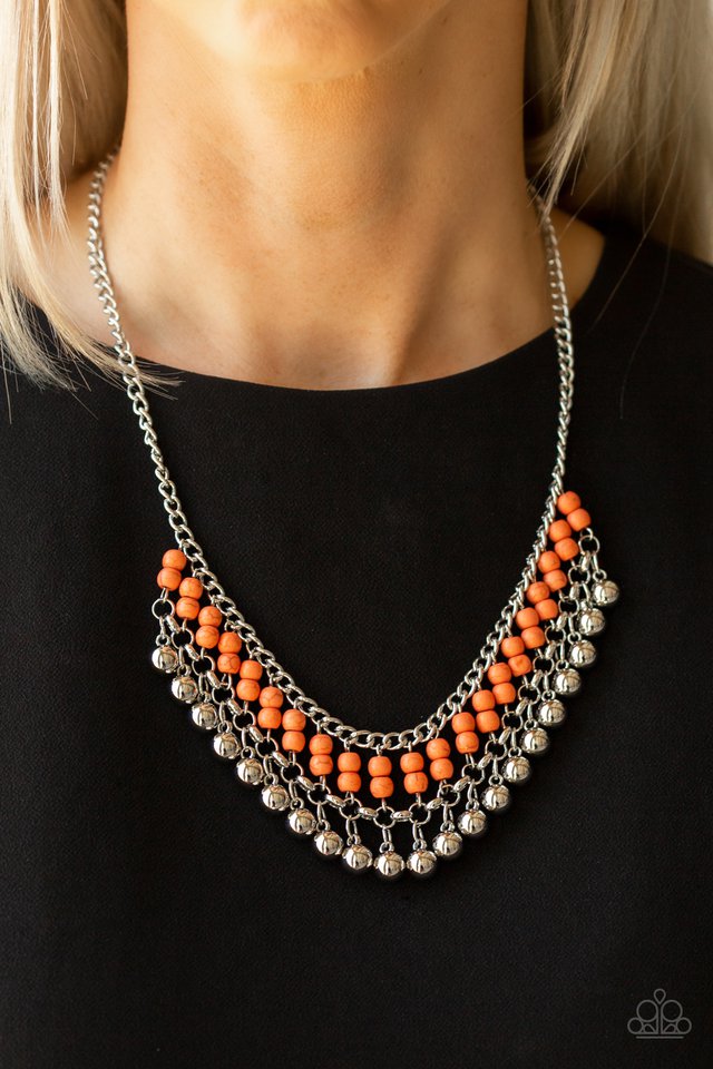 Paparazzi ~ Beaded Bliss - Orange Necklace
