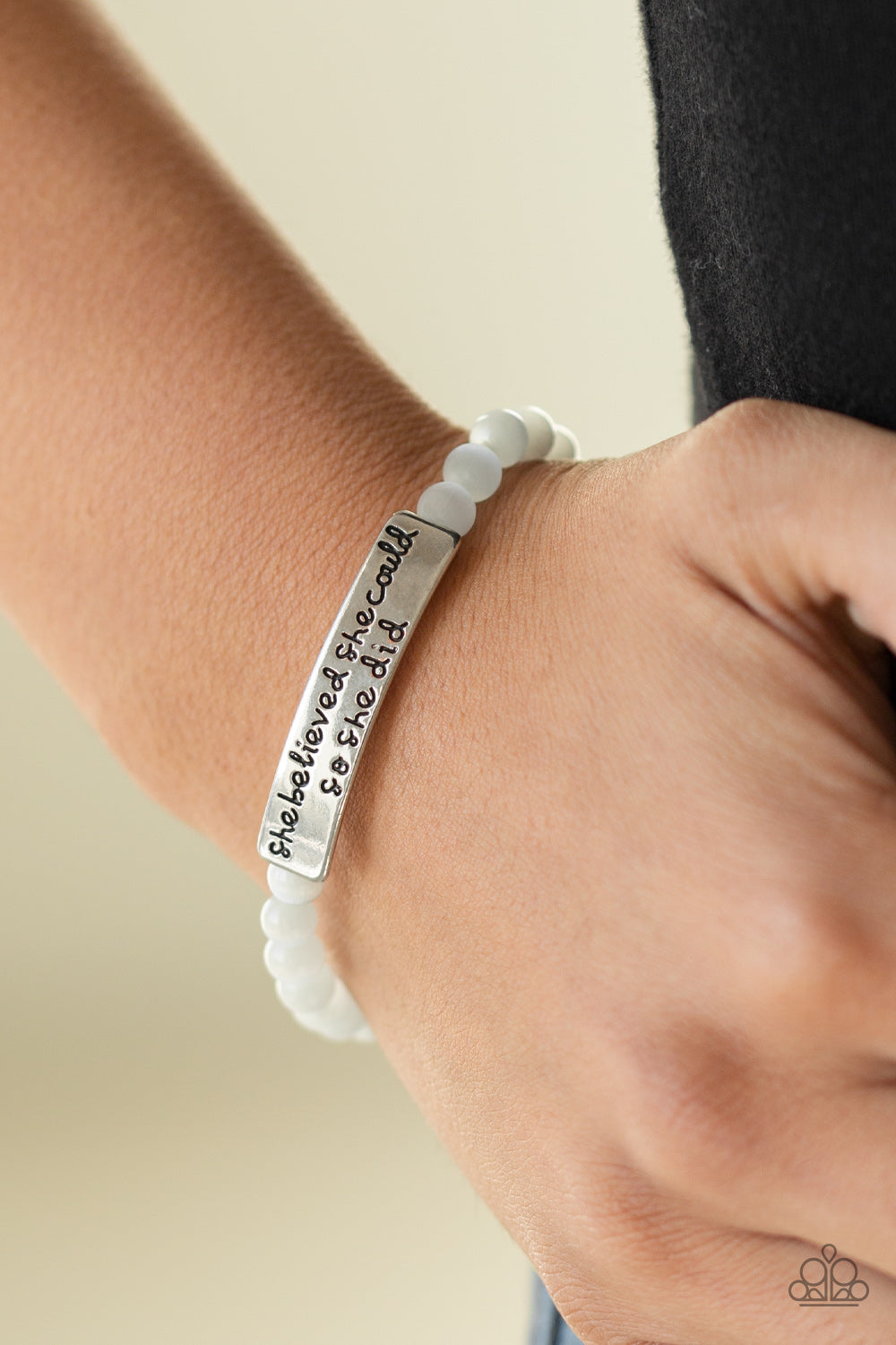 Paparazzi ~ So She Did - White Bracelet