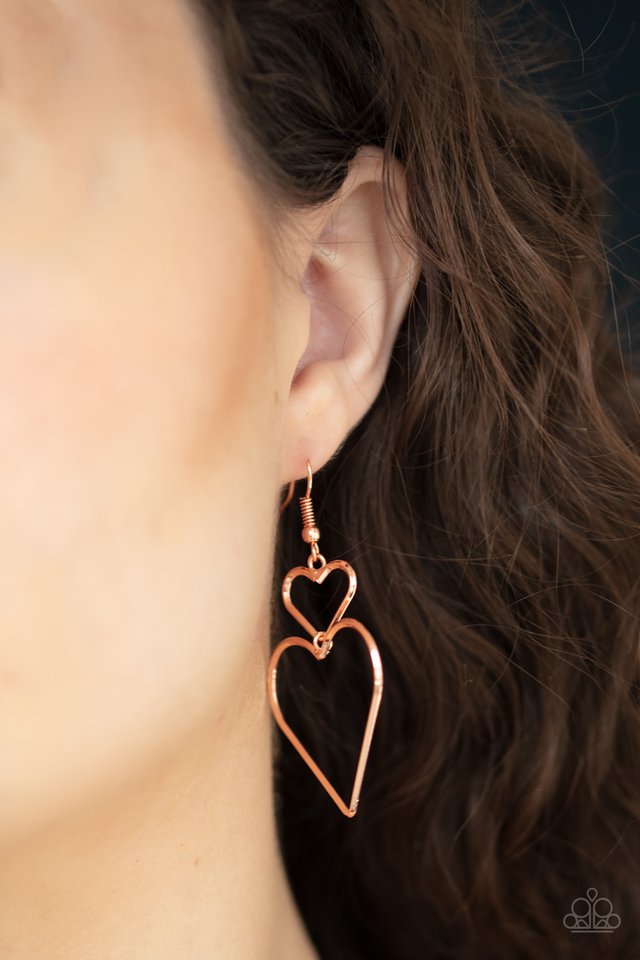 Paparazzi ~ Heartbeat Harmony - Copper Earrings