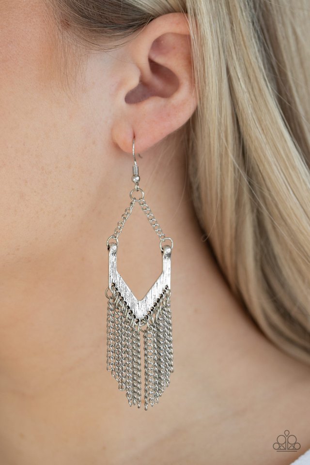 Paparazzi ~ Unchained Fashion - Silver Earrings