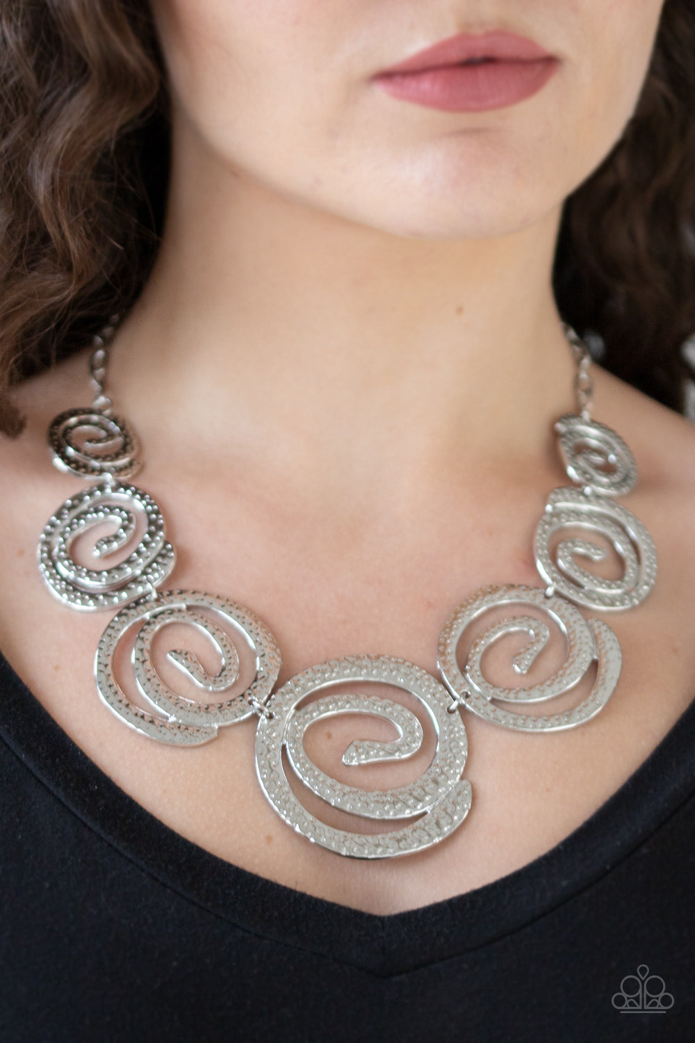 Paparazzi ~ Statement Swirl - Silver Necklace