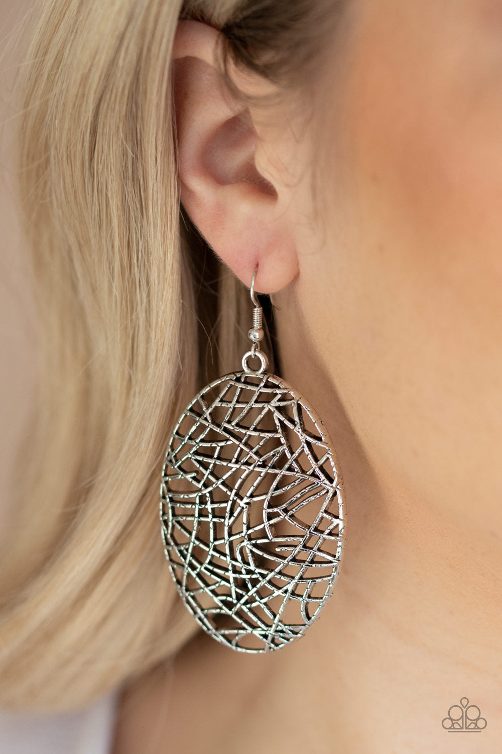 Paparazzi ~ Way Out of Line - Silver Earrings
