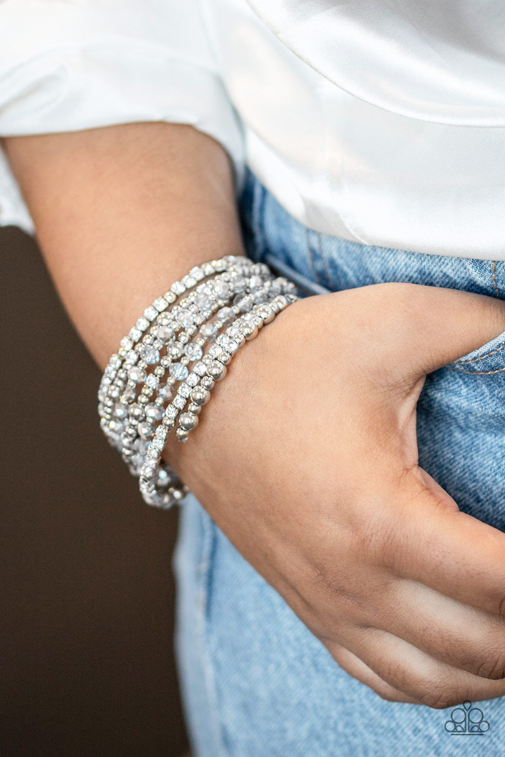 Paparazzi ~ ICE Knowing You - Silver Bracelet