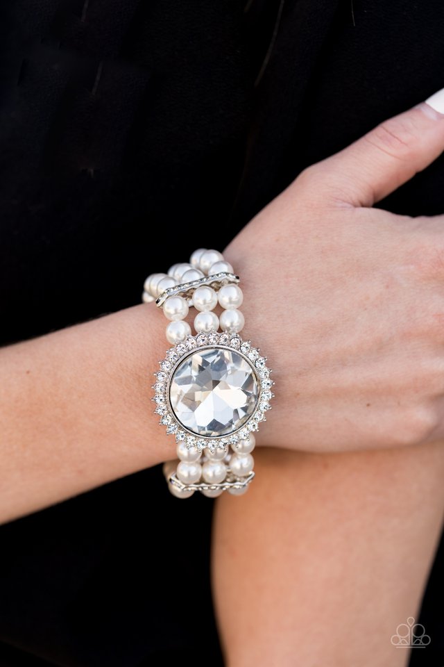 Paparazzi ~ Speechless Sparkle - White Bracelet