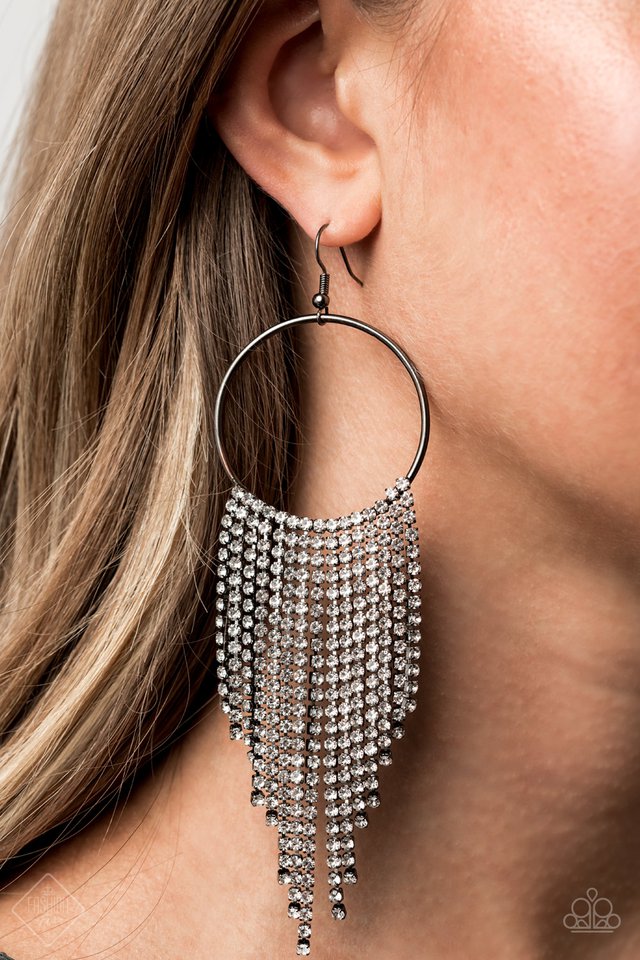Paparazzi ~ Streamlined Shimmer - Black Earrings