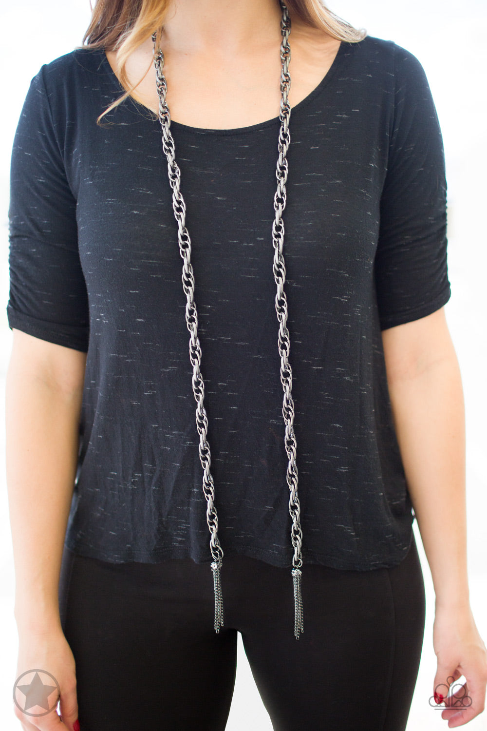 Paparazzi ~ SCARFed for Attention - Gunmetal Necklace
