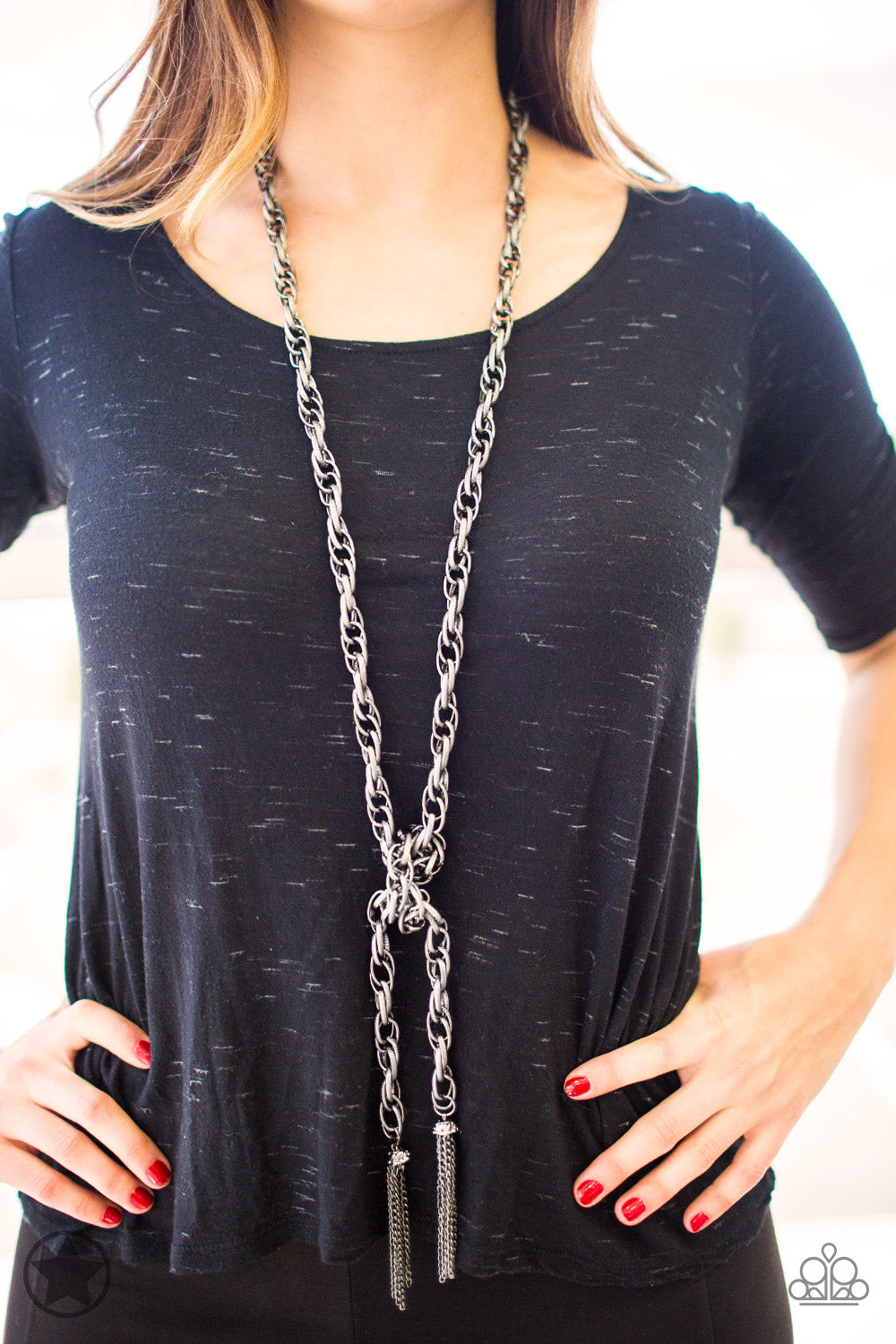 Paparazzi ~ SCARFed for Attention - Gunmetal Necklace