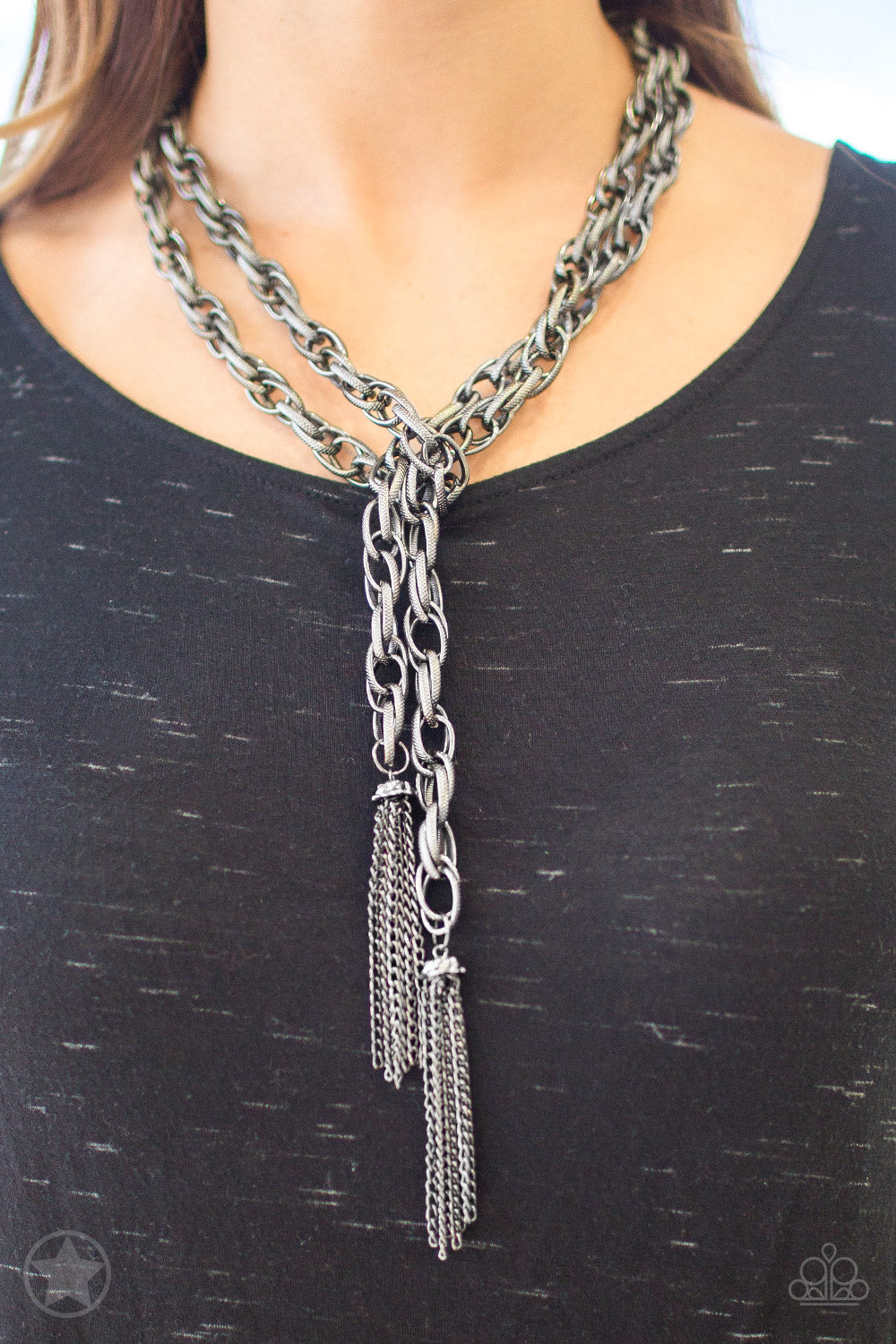 Paparazzi ~ SCARFed for Attention - Gunmetal Necklace