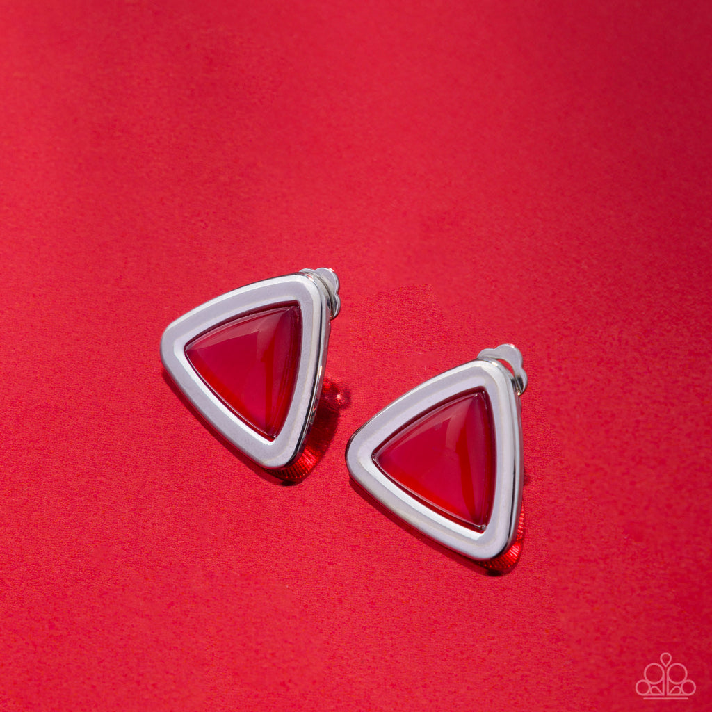 Paparazzi ~ Triangular Taste - Red Clip-On