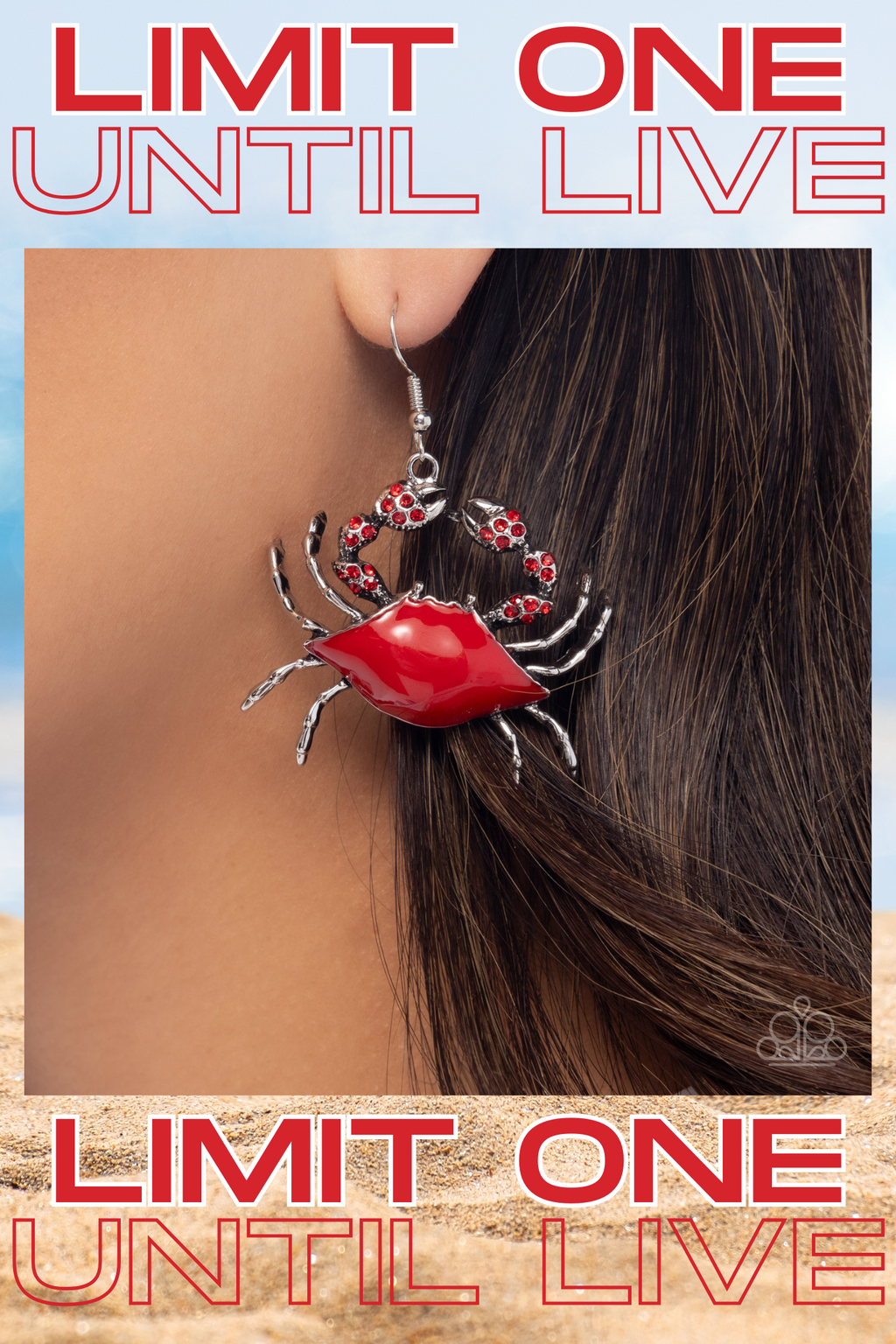 Paparazzi ~ Colorful Crab - Red Earrings
