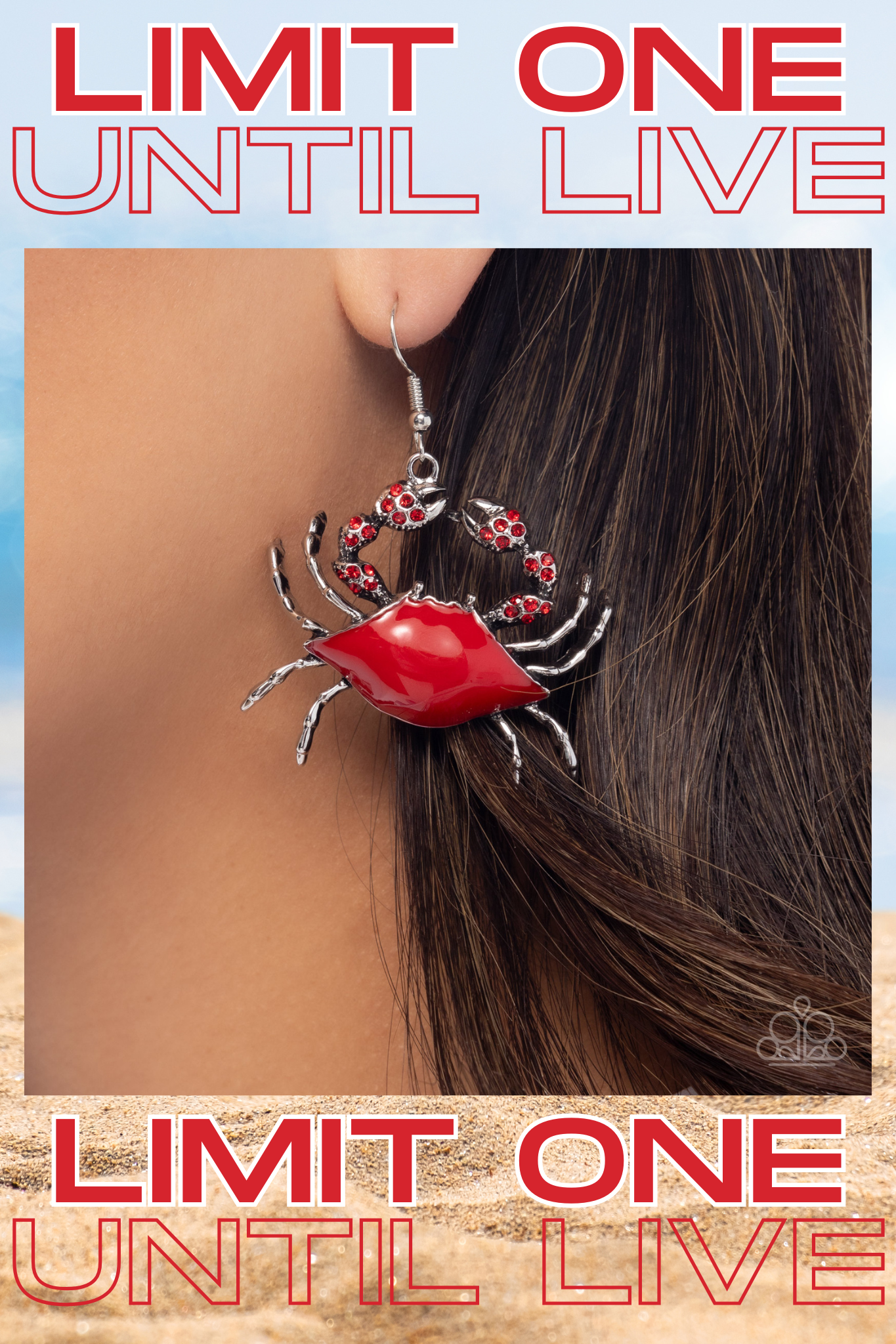 Paparazzi ~ Colorful Crab - Red Earrings