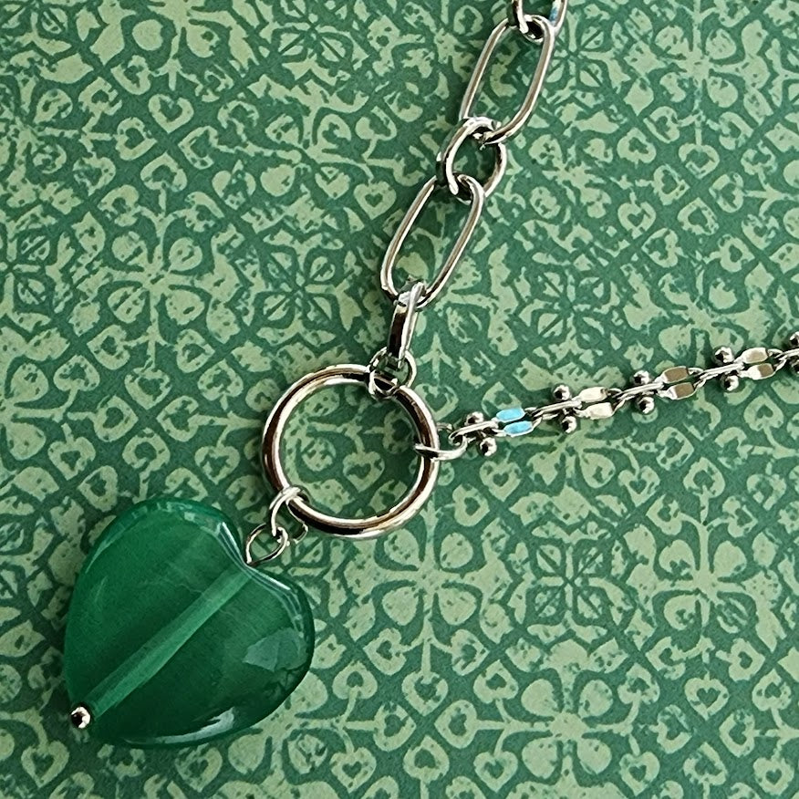 Paparazzi ~ Definition of HEART - Green Necklace
