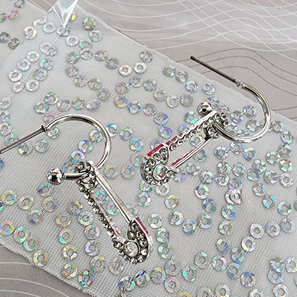 Paparazzi ~ Safety Pin Sentiment - White Earrings